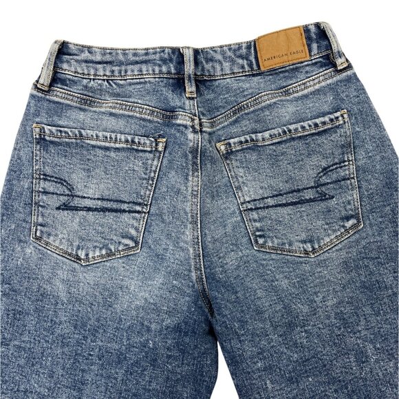 American Eagle Wide Leg Stretch Denim Jeans Womens Medium Wash Size 0 - Picture 4 of 8